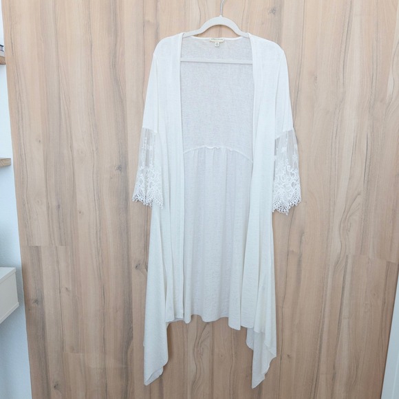 Cotton Bleu Sweaters - Cotton Bleu Lace Cardigan Medium‎ White Boho Coastal Festival Cottage Fairy